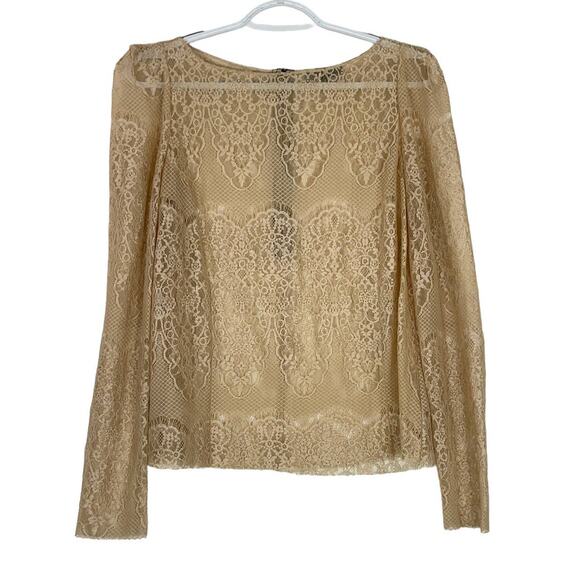 Joe's Jeans top tan lace long sleeve M - Picture 1 of 4